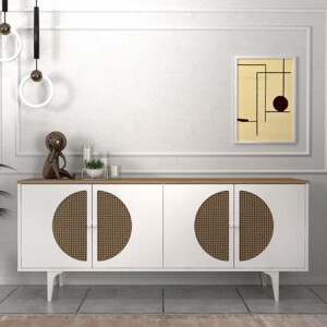 Μπουφές Aureta Megapap χρώμα λευκό - sapphire oak 180x45x75εκ. - Image 3