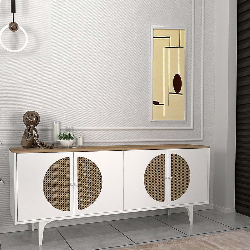 Μπουφές Aureta Megapap χρώμα λευκό - sapphire oak 180x45x75εκ. Μπουφές Aureta Megapap χρώμα λευκό - sapphire oak 180x45x75εκ.