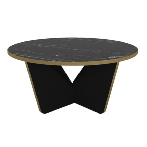 Τραπεζάκι σαλονιού Lagerta Megapap χρώμα μαύρο εφέ μαρμάρου Ø75x35εκ. - Image 3