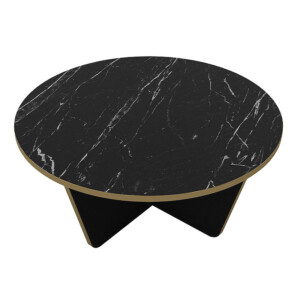 Τραπεζάκι σαλονιού Lagerta Megapap χρώμα μαύρο εφέ μαρμάρου Ø75x35εκ. - Image 4