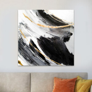 Πίνακας σε καμβά "Golden And Silver Reflections" Megapap ψηφιακής εκτύπωσης 100x100x3εκ. - Image 2