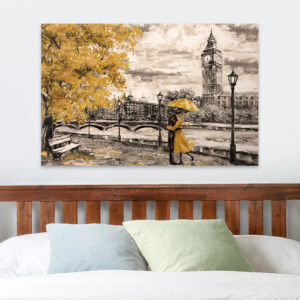 Πίνακας σε καμβά "Big Ben And Yellow Leaves" Megapap ψηφιακής εκτύπωσης 125x80x3εκ. - Image 2