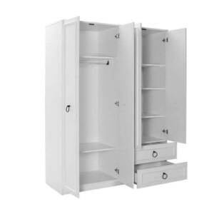 Ντουλάπα ρούχων Hampton Megapap τετράφυλλη με συρτάρια χρώμα λευκό 140x52x185εκ. - Image 4