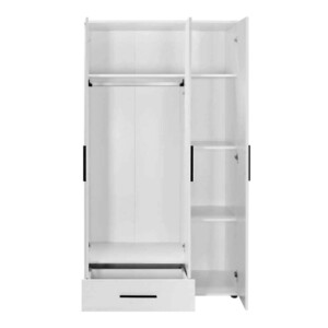 Ντουλάπα ρούχων Bianco Megapap τρίφυλλη με συρτάρια χρώμα λευκό 103x52x187εκ. - Image 4
