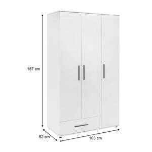 Ντουλάπα ρούχων Bianco Megapap τρίφυλλη με συρτάρια χρώμα λευκό 103x52x187εκ. - Image 5