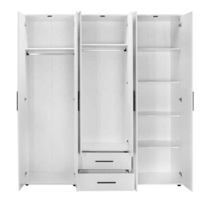 Ντουλάπα ρούχων Bianco Megapap εξάφυλλη με συρτάρια χρώμα λευκό 206x52x213εκ. - Image 4