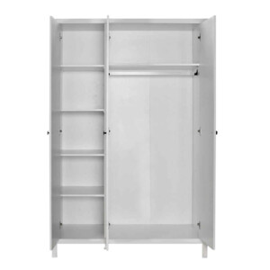 Ντουλάπα ρούχων French Megapap τρίφυλλη χρώμα λευκό 125x54x196εκ. - Image 4