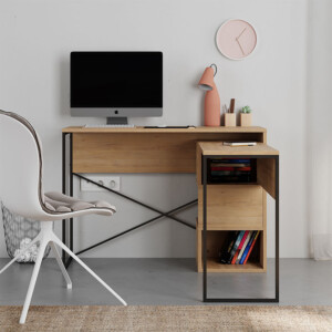 Γραφείο εργασίας πολυμορφικό Badau Megapap χρώμα sapphire oak 110x37,2x77εκ. - Image 4