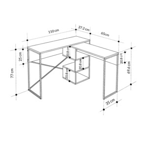Γραφείο εργασίας πολυμορφικό Badau Megapap χρώμα sapphire oak 110x37,2x77εκ. - Image 7
