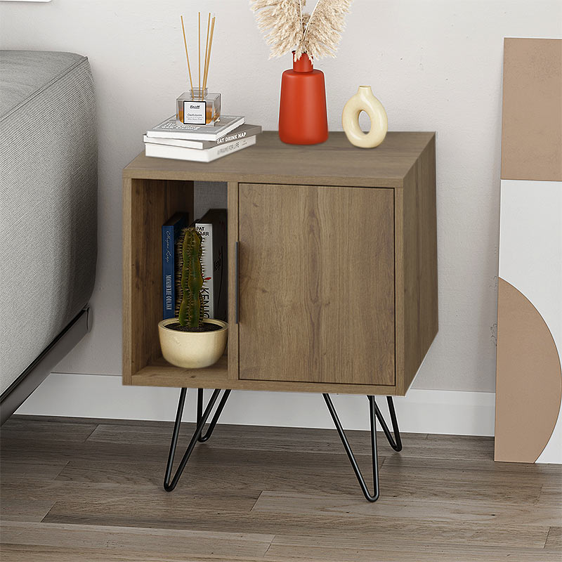 Κομοδίνο Glynn Megapap χρώμα ανοιχτό καρυδί 50