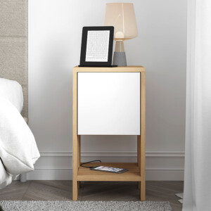 Κομοδίνο Ema Megapap χρώμα sapphire oak - λευκό 30x30x55εκ. - Image 3