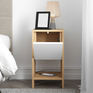 Κομοδίνο Ema Megapap χρώμα sapphire oak - λευκό 30x30x55εκ. - Image 4