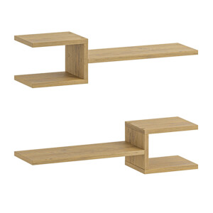 Ραφιέρα τοίχου Fork Megapap 2 τεμαχίων χρώμα sapphire oak 75x19,5x18εκ. - Image 4