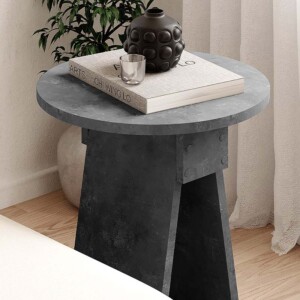 Βοηθητικό τραπεζάκι Chen Megapap χρώμα γκρι ρετρό Φ42x50εκ. - Image 2