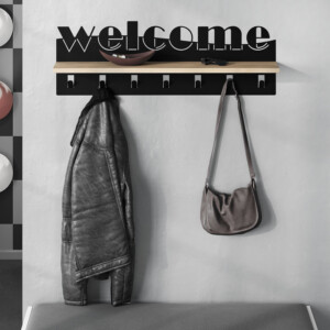 Κρεμάστρα τοίχου Welcome Megapap χρώμα μαύρο - sapphire oak 86x15,2x29εκ. - Image 3