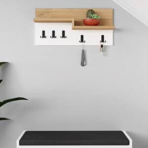 Κρεμάστρα τοίχου Harmon Megapap χρώμα sapphire oak - λευκό 65x15x31εκ. - Image 3