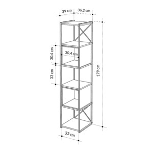 Βιβλιοθήκη Vale Mini Megapap χρώμα silky black - sapphire oak 36,2x39x179εκ. - Image 5