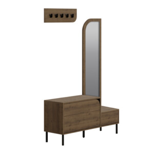 Έπιπλο εισόδου Mila Megapap με κρεμάστρα χρώμα ανοιχτό καρυδί 120x37x171,6εκ. - Image 5