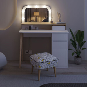 Τουαλέτα με καθρέπτη Avien Megapap με LED χρώμα λευκό - sapphire oak 105x51,1x131εκ. - Image 6