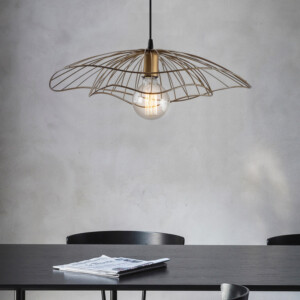 Φωτιστικό οροφής Yildo Megapap E27 μεταλλικό μονόφωτο χρώμα χρυσό vintage Φ50x111εκ. - Image 2