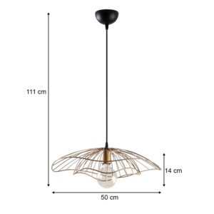 Φωτιστικό οροφής Yildo Megapap E27 μεταλλικό μονόφωτο χρώμα χρυσό vintage Φ50x111εκ. - Image 3