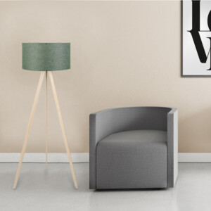 Φωτιστικό δαπέδου Rosling Megapap Mdf/ύφασμα Pvc χρώμα φυσικό/χακί 38x38x140εκ. - Image 2