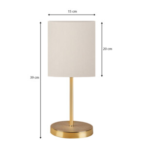 Φωτιστικό επιτραπέζιο Ingared Megapap E27 υφασμάτινο χρώμα κρεμ - χρυσό Φ15x39εκ. - Image 3