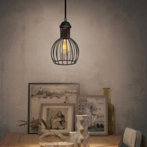 Φωτιστικό οροφής Manolia Megapap E27 μεταλλικό μονόφωτο χρώμα μαύρο Φ15x100εκ. - Image 2