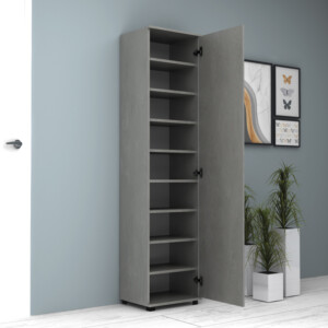 Ντουλάπα ρούχων - παπουτσοθήκη Visla Megapap μονόφυλλη με καθρέπτη χρώμα γκρι σκυροδέματος 45x36x187εκ. - Image 2