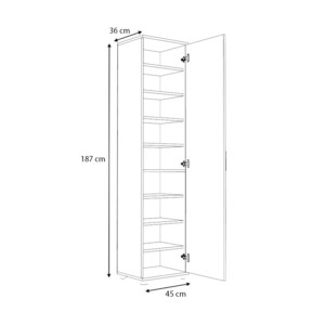 Ντουλάπα ρούχων - παπουτσοθήκη Visla Megapap μονόφυλλη με καθρέπτη χρώμα γκρι σκυροδέματος 45x36x187εκ. - Image 4