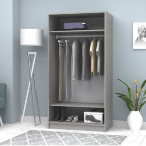 Ντουλάπα ρούχων Misra Megapap δίφυλλη συρόμενη χρώμα γκρι σκυροδέματος 94x52x182εκ. - Image 4