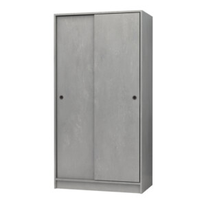 Ντουλάπα ρούχων Misra Megapap δίφυλλη συρόμενη χρώμα γκρι σκυροδέματος 94x52x182εκ. - Image 5