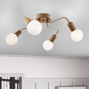 Φωτιστικό οροφής Horus Megapap E27 μεταλλικό τετράφωτο χρώμα χρυσό 48x48x10εκ. - Image 2