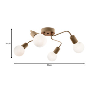 Φωτιστικό οροφής Horus Megapap E27 μεταλλικό τετράφωτο χρώμα χρυσό 48x48x10εκ. - Image 3