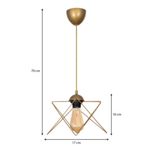 Φωτιστικό οροφής Faven Megapap E27 μεταλλικό μονόφωτο χρώμα χρυσό 17x17x70εκ. - Image 3