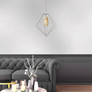 Φωτιστικό οροφής Nura Megapap E27 μεταλλικό μονόφωτο χρώμα λευκό 24x24x72εκ. - Image 2