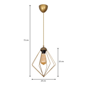 Φωτιστικό οροφής Nura Megapap E27 μεταλλικό μονόφωτο χρώμα χρυσό 24x24x72εκ. - Image 3