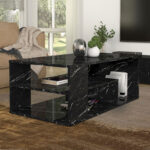 Τραπεζάκι σαλονιού Abdera Megapap χρώμα μαύρο εφέ μαρμάρου 110x60x42εκ. - Image 4