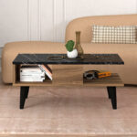 Τραπεζάκι σαλονιού Andros Megapap χρώμα καρυδί - μαύρο εφέ μαρμάρου 90x54x39,6εκ. - Image 3