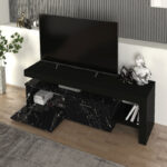 Έπιπλο τηλεόρασης Acnes Megapap χρώμα μαύρο - μαύρο εφέ μαρμάρου 160x40x53εκ. - Image 3