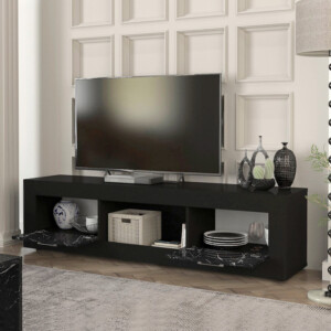 Έπιπλο τηλεόρασης Davin Megapap χρώμα μαύρο - μαύρο εφέ μαρμάρου 180x40x47εκ. - Image 2