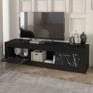 Έπιπλο τηλεόρασης Davin Megapap χρώμα μαύρο - μαύρο εφέ μαρμάρου 180x40x47εκ. - Image 4