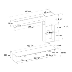 Σύνθεση τηλεόρασης Darcy Megapap χρώμα μαύρο εφέ μαρμάρου - μαύρο 180x40x33εκ. - Image 6