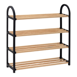 Παπουτσοθήκη ξύλινη - πλαστική χρώμα φυσικό - μαύρο 67x18x65εκ. - Image 2