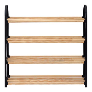 Παπουτσοθήκη ξύλινη - πλαστική χρώμα φυσικό - μαύρο 67x18x65εκ. - Image 3