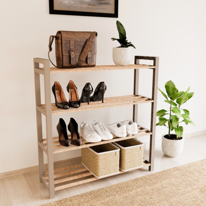 Παπουτσοθήκη ξύλινη - πλαστική χρώμα φυσικό - μπεζ 66x20x68εκ. Παπουτσοθήκη ξύλινη - πλαστική χρώμα φυσικό - μπεζ 66x20x68εκ.