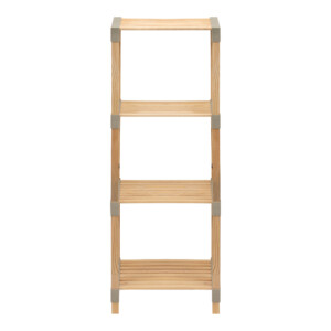 Ραφιέρα δαπέδου ξύλινη - πλαστική χρώμα φυσικό - μπεζ 41x33x113εκ. - Image 4