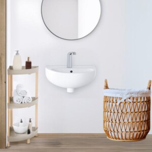 Ραφιέρα δαπέδου γωνιακή πλαστική - ξύλινη χρώμα φυσικό - μπεζ 44x32x79εκ. - Image 2