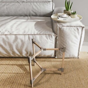 Τραπεζάκι βοηθητικό ξύλινο - πλαστικό χρώμα μπεζ Φ46x53εκ. - Image 2