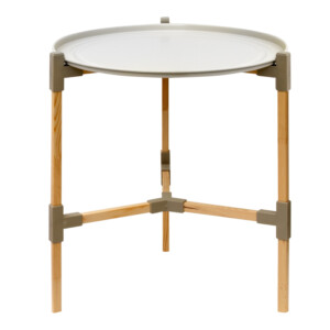 Τραπεζάκι βοηθητικό ξύλινο - πλαστικό χρώμα μπεζ Φ46x53εκ. - Image 3